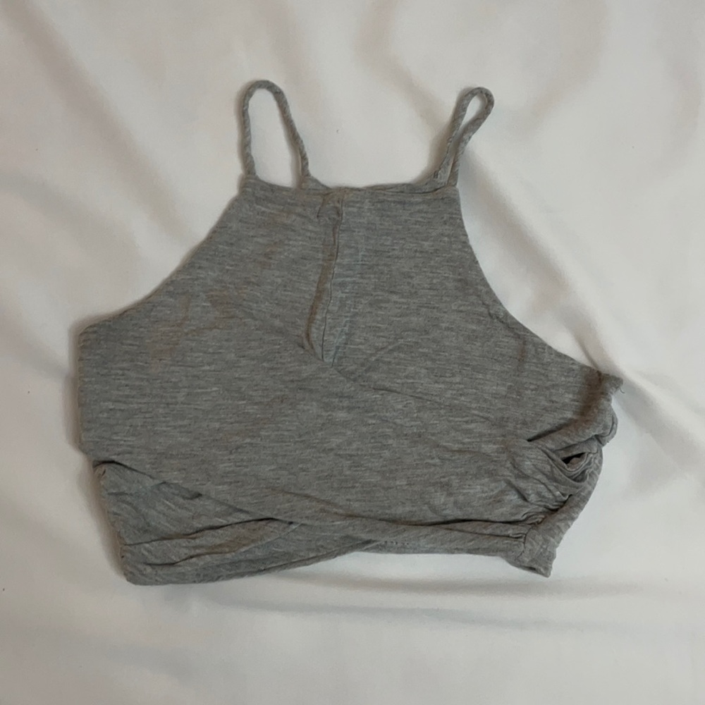 Cute grey twist crop top